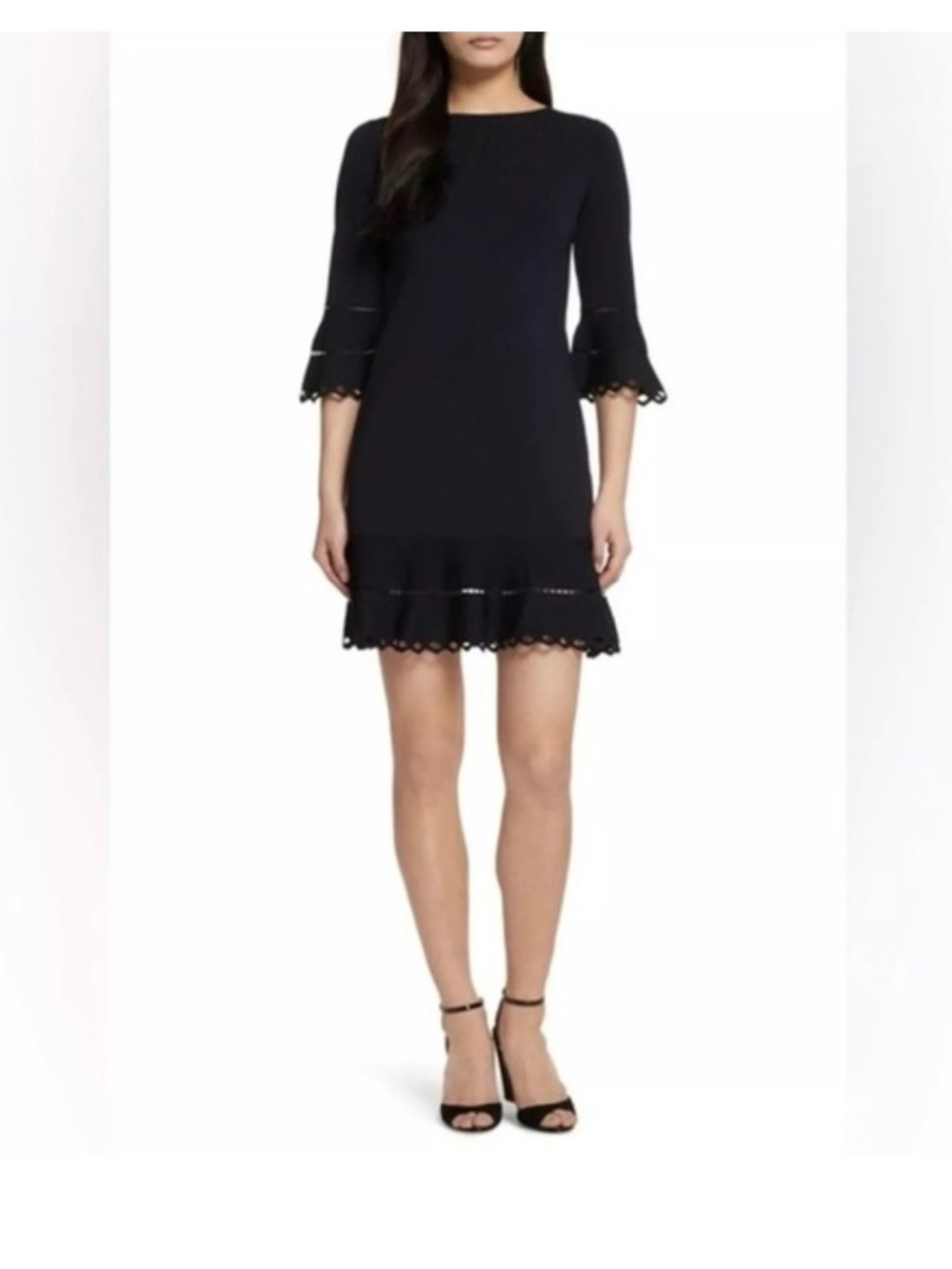 Ted Baker London Blue Lace-Trim Shift Mini Dress